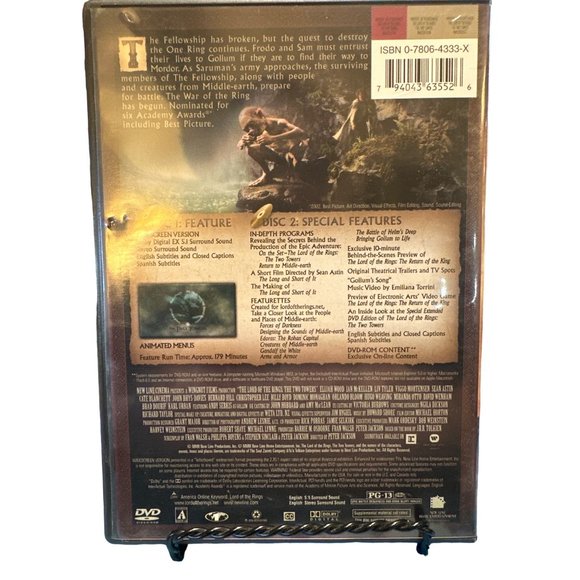 The Lord Of The Rings The Two Towers DVD Widescreen PG13 Eijah Wood Karl Urban - Picture 2 of 6